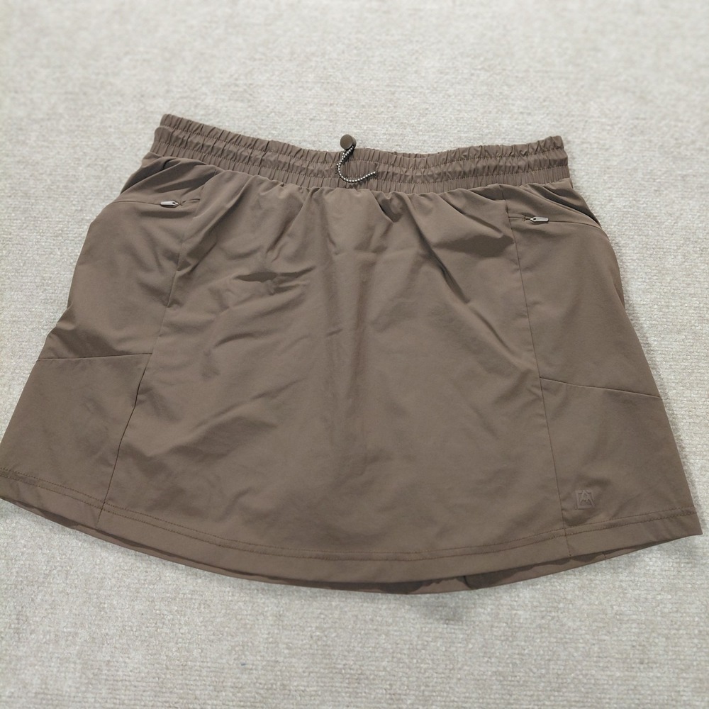 Avalanche Skort LARGE Brown Cargo Mini Performance Nylon Stretch Hiking Skirt